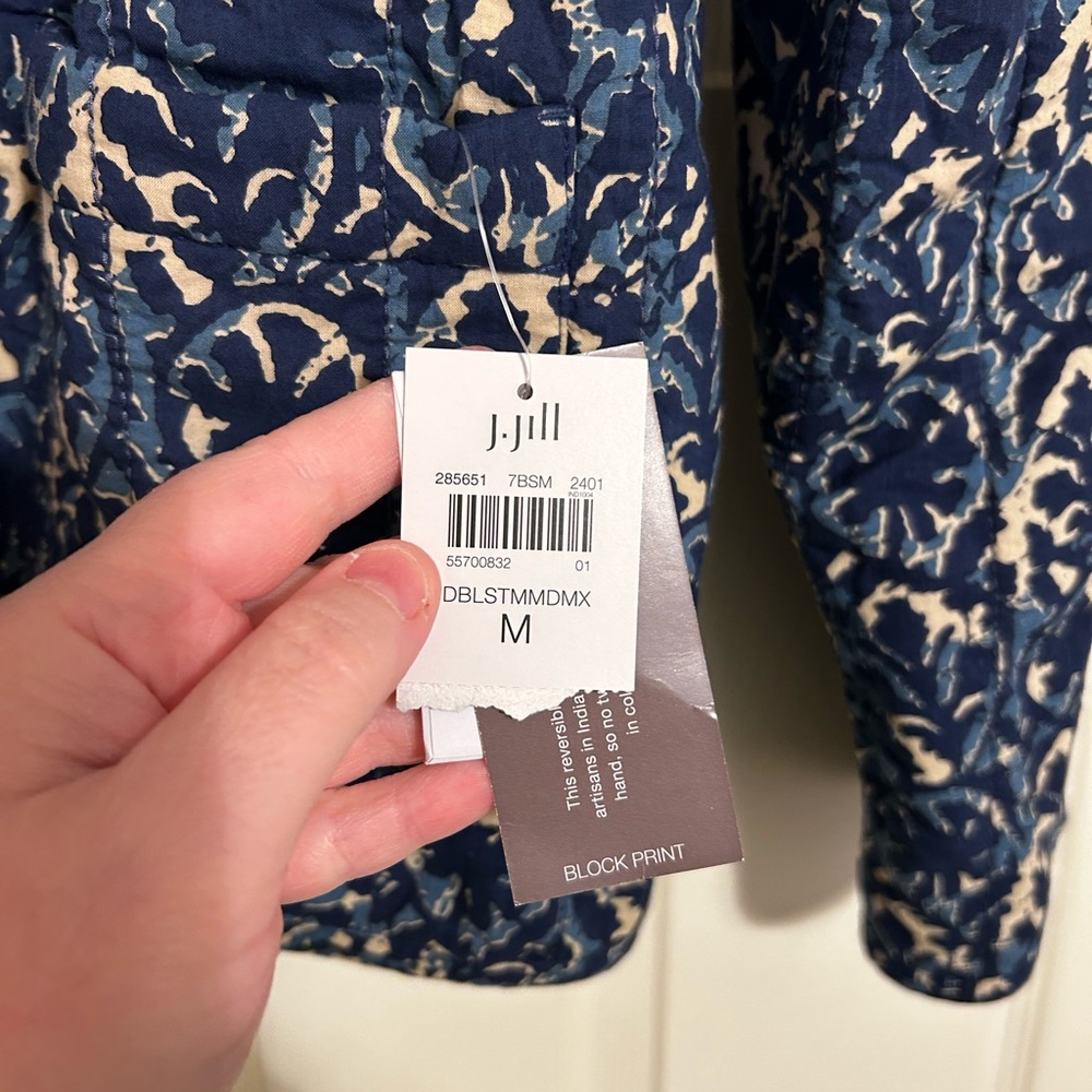 J. Jill Pure Jill Block-Printed Quilted Reversible Jacket - Picture 2 of 4